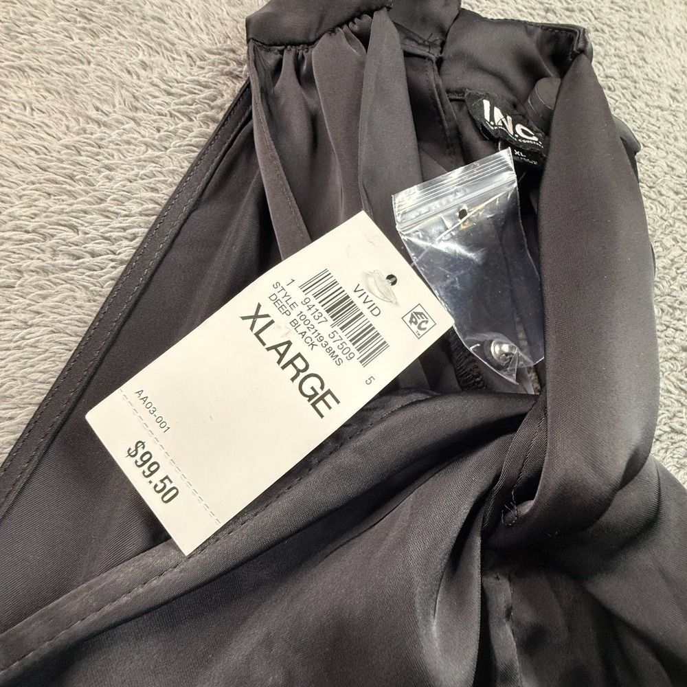 INC International Concepts NEW XL Black Pleated Halter Dress Sleeveless Party - Picture 3 of 8